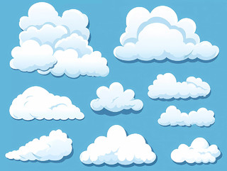 卡通插画云朵多云云层天气元素
